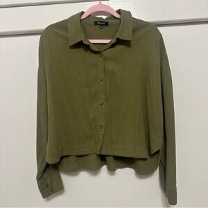 Madewell lusterweave hartfield Olive cropped Button-Down Shirt